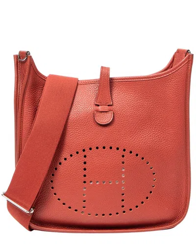Pre-owned Hermes Hermès Sanguine Clemence Leather Evelyne Iii Pm (authentic Pre-loved) In Brown