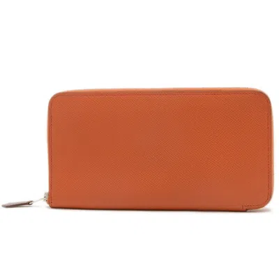 Pre-owned Hermes Sanguine Epsom Leather Long Wallet (bi-fold) () In Red