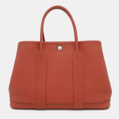 Pre-owned Hermes Sanguine Negonda Leather Garden Party Tpm In Brown