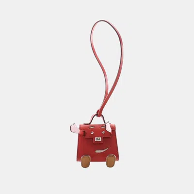 Pre-owned Hermes Sanguine Sombreno Mini Kelly Quelle Idole Bag Charm In Red