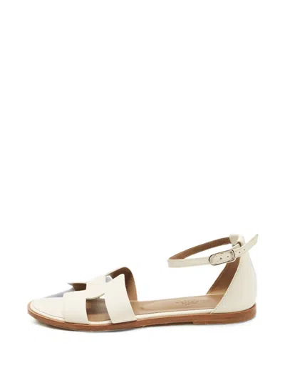 Pre-owned Hermes Santorini H-shaped Sandals In White