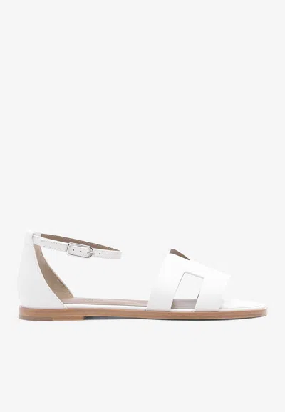 Hermes Santorini Sandals In White Calfskin