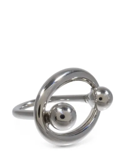 Pre-owned Hermes Satellite Scarf Ring In Silver