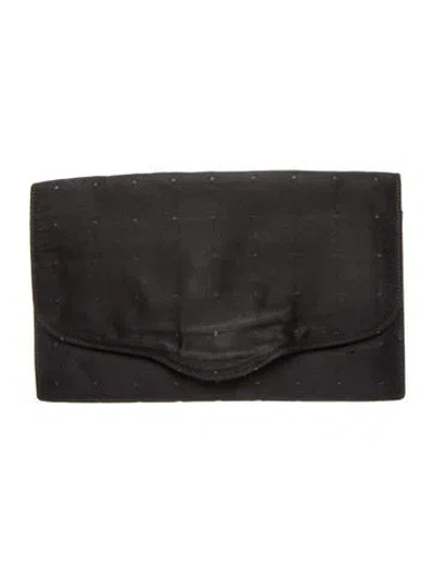 Pre-owned Hermes Satin Flap Clutch In Black