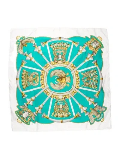 Pre-owned Hermes Scarabee Silk Scarf In Green