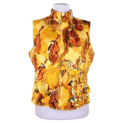 Pre-owned Hermes Scarf "concerto" By Jean-louis Clerc Silk Top In Orange