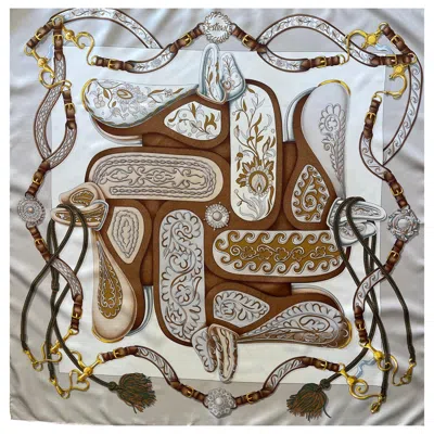 Pre-owned Hermes Hermès Scarf "festival" 1992 In Gray