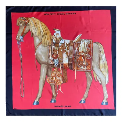 Pre-owned Hermes Hermès Scarf "mon Petit Cheval Mexicain" 2009 In Pink