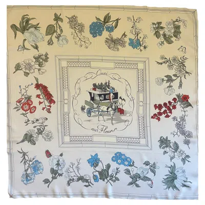 Pre-owned Hermes Hermès Scarf "quai Aux Fleurs" 1952 In Sand