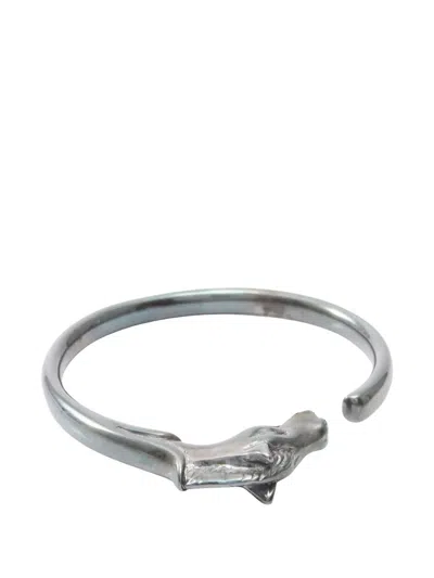 Pre-owned Hermes Schwarz Horse Bangle In Gray