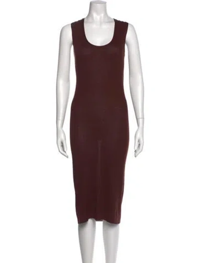 Pre-owned Hermes Scoop Neck Knee-length Dress In Brown