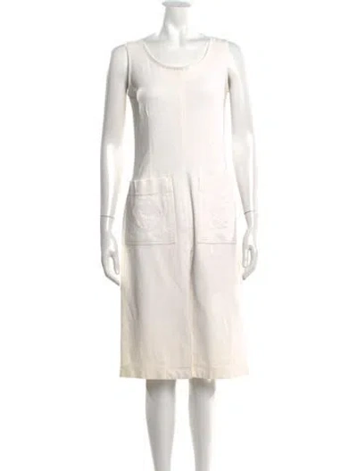 Pre-owned Hermes Scoop Neck Knee-length Dress In Neutrals