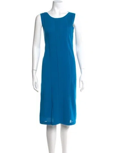Pre-owned Hermes Scoop Neck Midi Length Dress In Blue