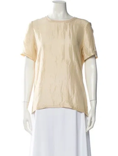 Pre-owned Hermes Scoop Neck Short Sleeve Blouse In Yellow