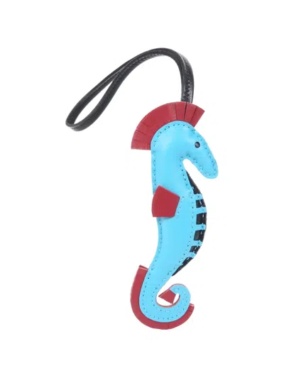 Pre-owned Hermes Seahorse Swift Leather Charm In Blue