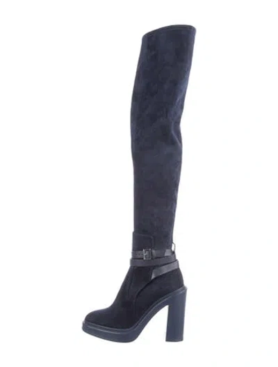Pre-owned Hermes Selena Suede Sock Boots In Blue