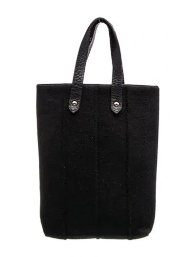 Pre-owned Hermes Selfridges-london Small Wool Tote In Black