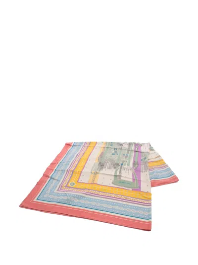 Pre-owned Hermes Selle De Dignitaire Patterned Scarf In Neutral