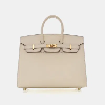 Pre-owned Hermes Sellier Birkin 25 Nata Epsom Bag In Sand