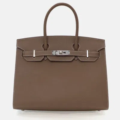 Pre-owned Hermes Sellier Birkin 30 Etoupe Epsom Bag In Brown
