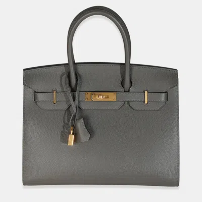 Pre-owned Hermes Sellier Birkin 30 Gris Meyer Epsom Bag In Gray