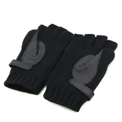 Pre-owned Hermes Sellier Black Cashmere Warm Gloves ()
