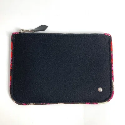 Pre-owned Hermes Sellier Black Multi-color Felt Silk Pouch Wash Bag () In Black, Multi-color