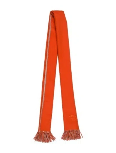 Pre-owned Hermes Sellier Paris Cashmere Scarf In Orange