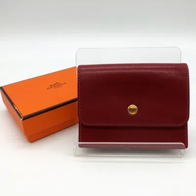 Pre-owned Hermes Sellier Red Color Leather Coin Purse/coin Case ()