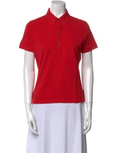 Pre-owned Hermes Sellier Short Sleeve Polo In Red