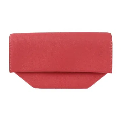 Pre-owned Hermes Sellier Silver Chevre Leather Clutch Bag Handbag Pouch ()