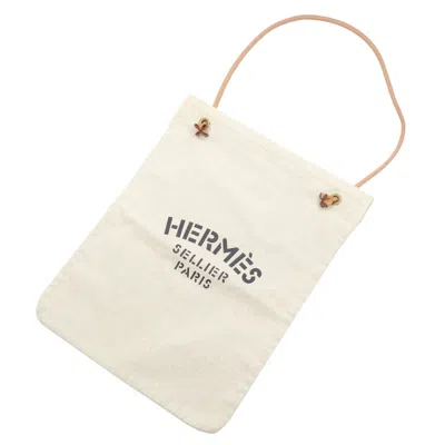 Hermes Hermès Sellier White Canvas Shopper Bag ()