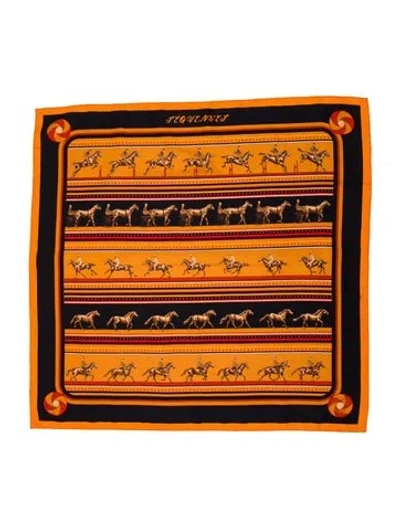 Pre-owned Hermes Séquences Silk Scarf In Orange