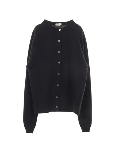 Pre-owned Hermes Serie Button Cashmere Cardigan In Black
