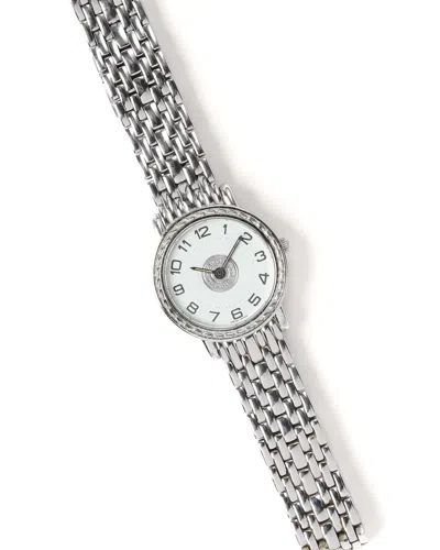 Pre-owned Hermes Hermès Serie White Dial 24 Quartz Watch In Silver