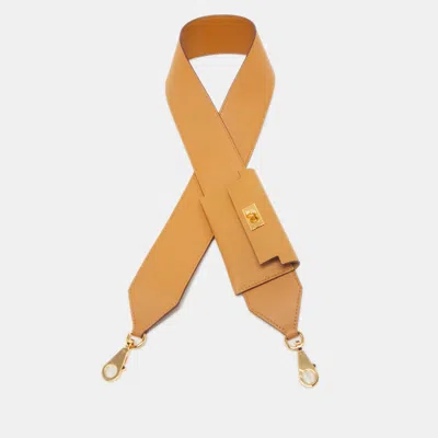 Pre-owned Hermes Sesame Swift And Epsom Leather Kelly Pocket Bag Strap In Sand