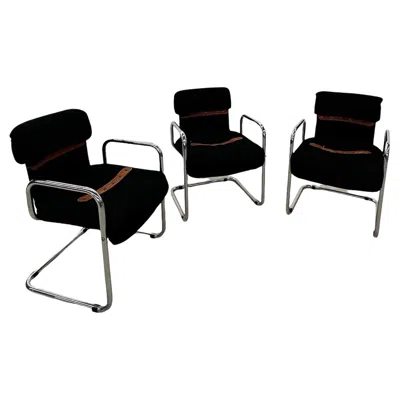 Pre-owned Hermes Set Of 3 Dining Chairs By Guido Faleschini For  1980s In Black