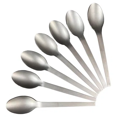 Pre-owned Hermes Hermès Set Of 7 Hts Collection Dinner Spoons In Gray