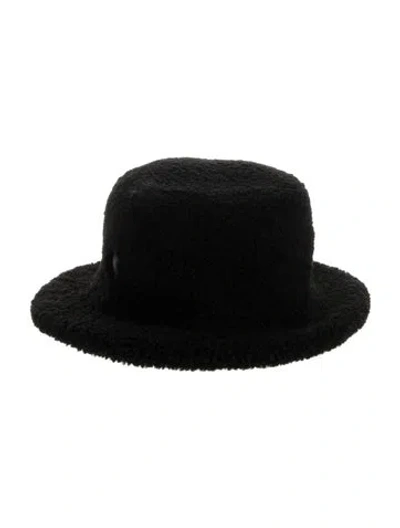 Pre-owned Hermes Shearling Bucket Hat In Black