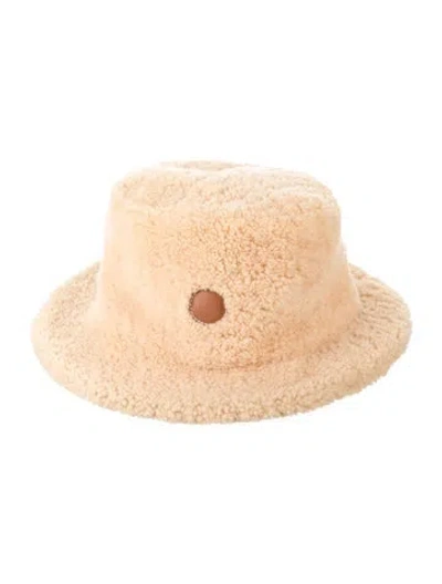 Pre-owned Hermes Shearling Fauve Bucket Hat In Neutrals