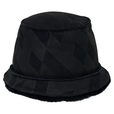 Pre-owned Hermes Shearling Lambskin Bucket Hat Black 59