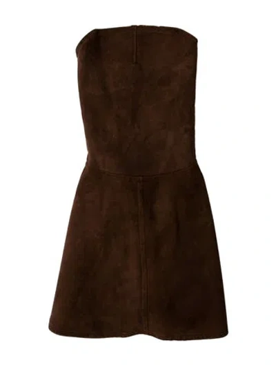 Pre-owned Hermes Shearling Mini Dress In Brown