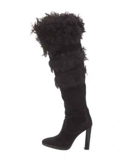 Pre-owned Hermes Shearling Snow Boots In Black