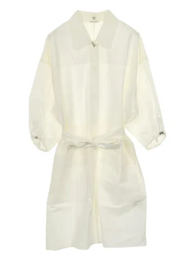 Pre-owned Hermes Shirt-collar Belted Dress In White