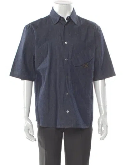 Pre-owned Hermes Short Sleeve Denim Shirt In Blue