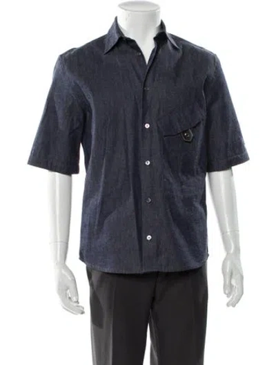Pre-owned Hermes Short Sleeve Denim Shirt In Blue