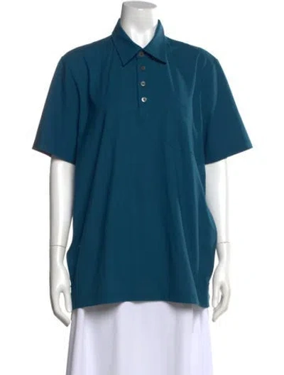 Pre-owned Hermes Short Sleeve Polo In Blue