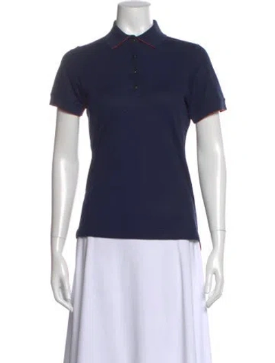 Pre-owned Hermes Short Sleeve Polo In Blue