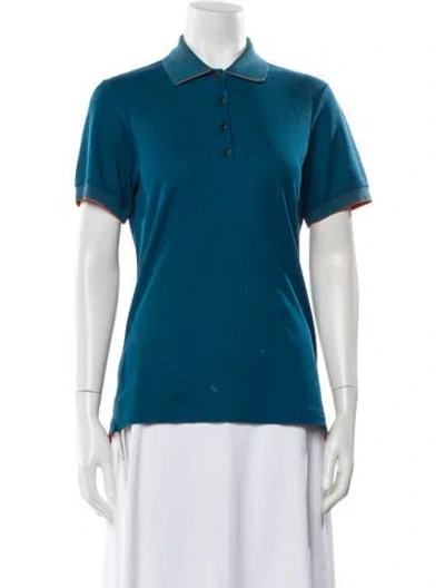 Pre-owned Hermes Short Sleeve Polo In Blue
