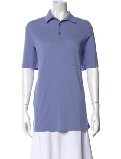 Pre-owned Hermes Short Sleeve Polo In Blue